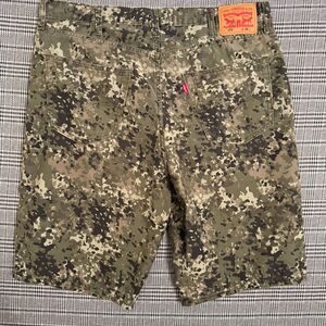 Levi’s 469 Shorts Mens 44 Green Camouflage Denim Jorts Workwear Bermuda